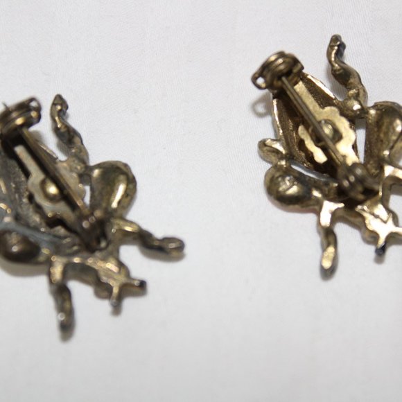 2 Vintage Fly Brooch Pins Red Rhinestones Eyes - Picture 5 of 8